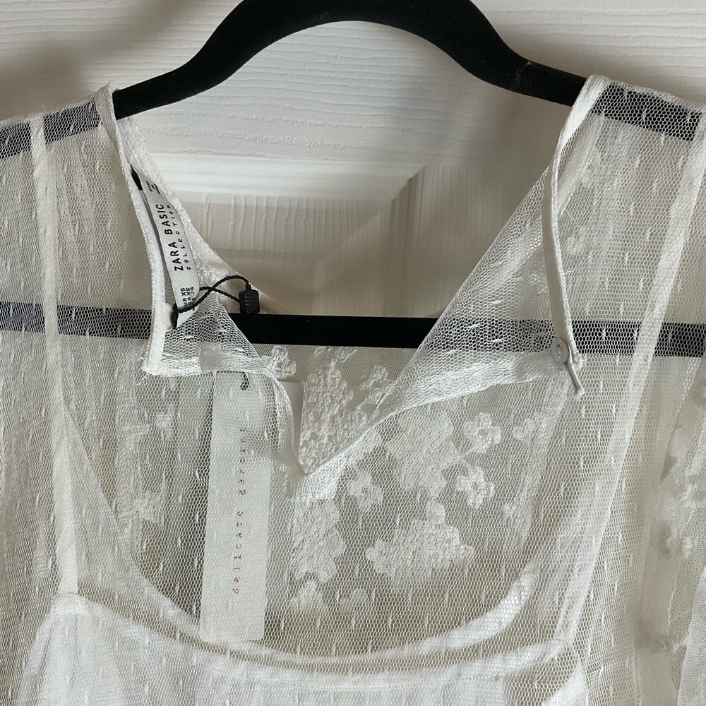 Zara Basic Collection Embroidered Lace Kaftan Top… - image 8